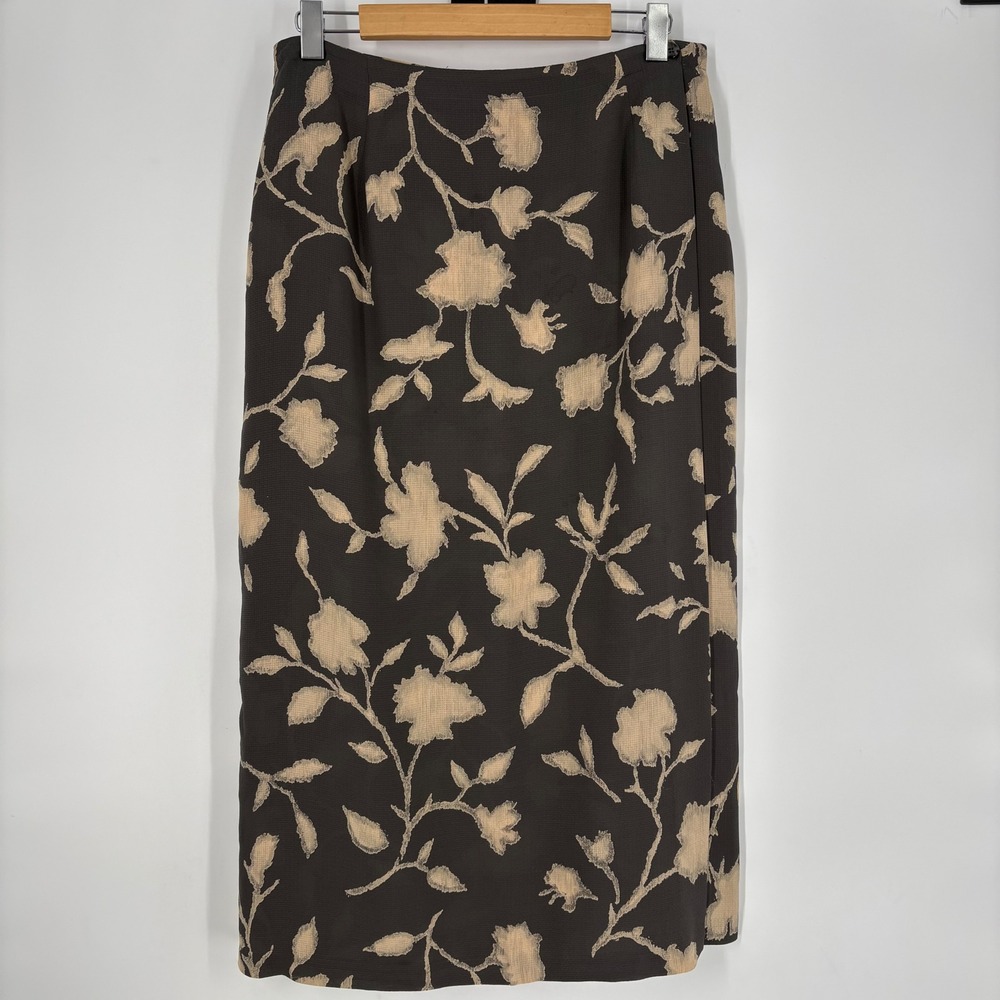 Jones New York Silk Crepe Floral Straight Midi Skirt Size‎ 14 Vintage Luxury
